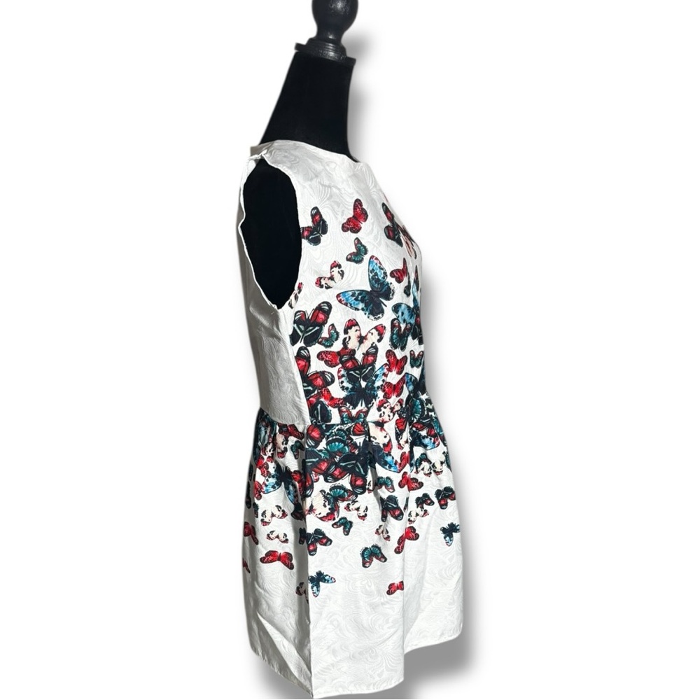 Just Cavalli NWT White with Blue/Red Butterfly Print Sleeveless Mini Dress - Picture 3 of 16